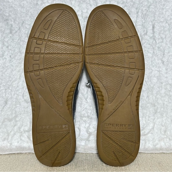 Sperry Womens Blue Leather/Fabric TopSider Boat Deck SlipOn Casual Shoes SZ 9 M - Picture 8 of 11